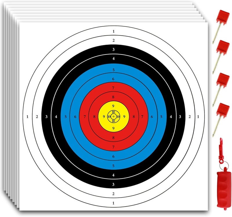MOLFUJ Archery Targets Paper, 20pcs/50pcs Bow and Arrow Targets for Hunting Backyard, Archery Target Practice Accessories(10 Rings/5 Rings,16x16/15.7x15.7in) - Image 1